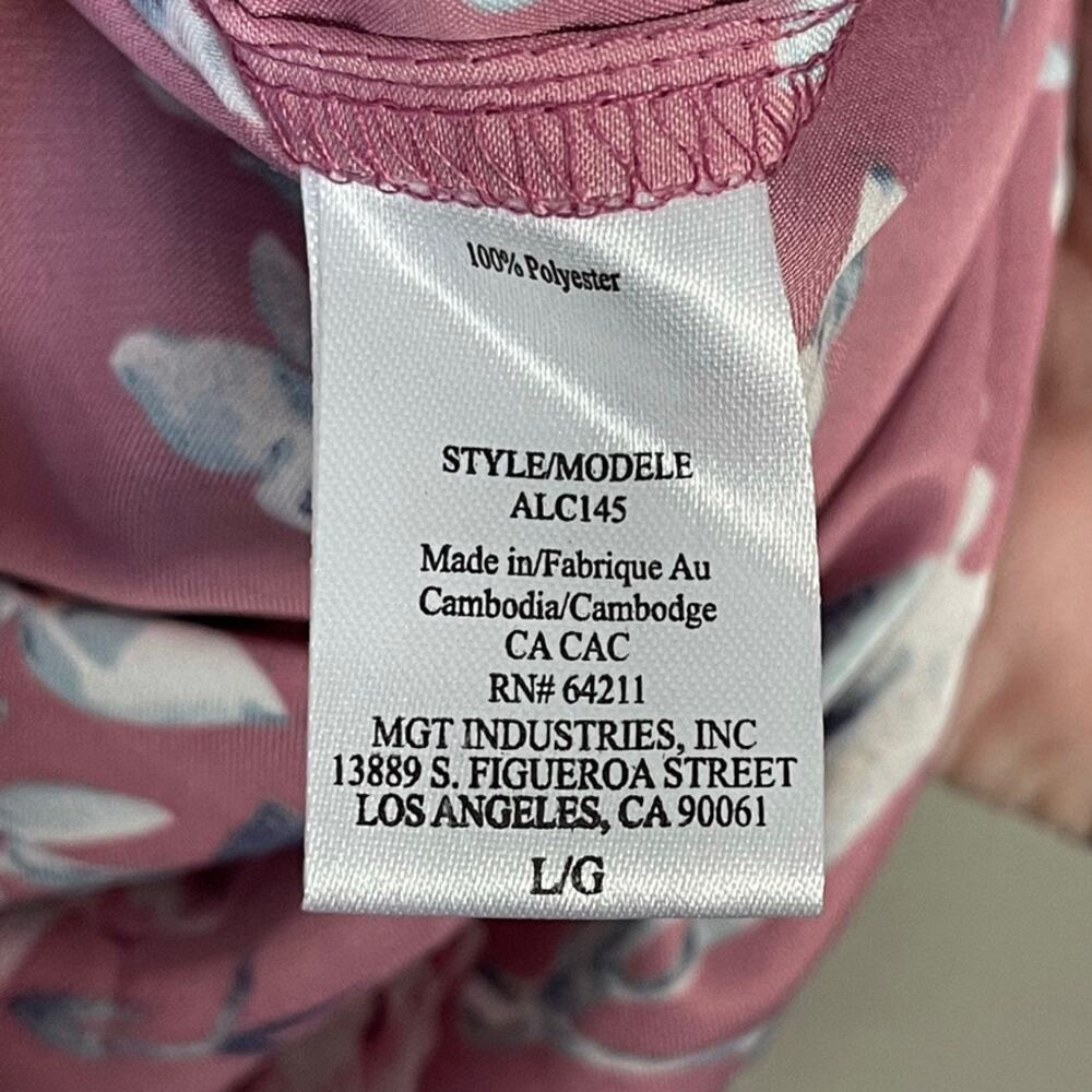 In Bloom by Jonquil Mauve Floral Sleepwear Satin Button Front PJ Shirt Large - Picture 5 of 6